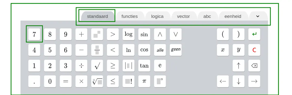 Screenshot of keyboard with sections that have a corresponding CSS class highlighted